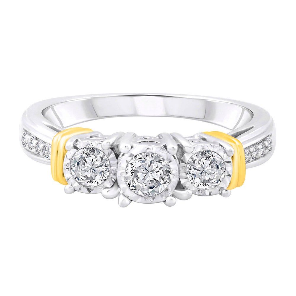Three-Stone Diamond Engagement Ring with Channel-Set Band 10K White Gold (1/2 ct. tw.)