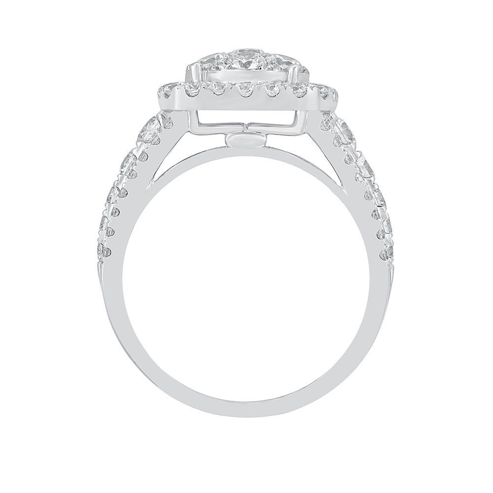 Diamond Cluster Engagement Ring with Cushion-Shaped Halo 14K White Gold (2 ct. tw.)