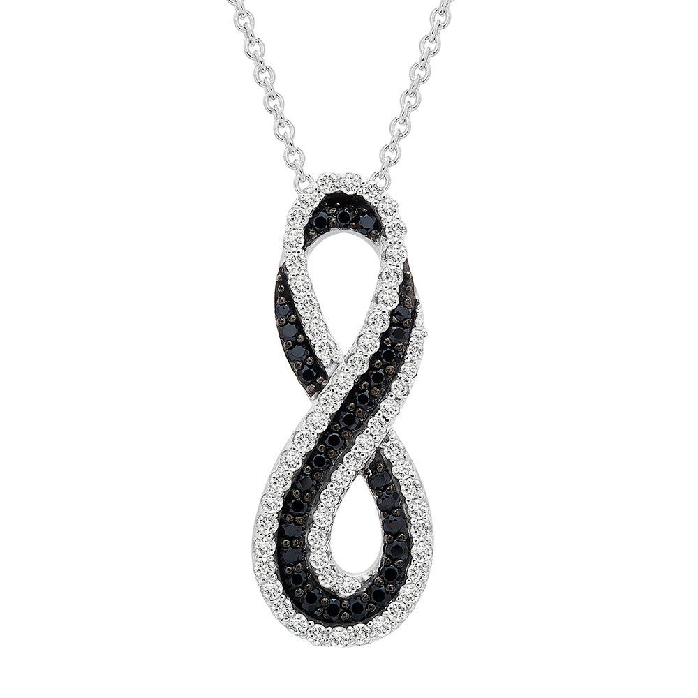 Black & White Diamond Infinity Pendant in Sterling Silver (1/3 ct. tw.)