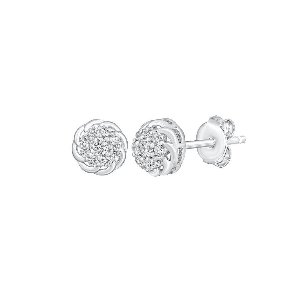 Diamond Swirl Earrings in 14K White Gold (1/4 ct. tw.)