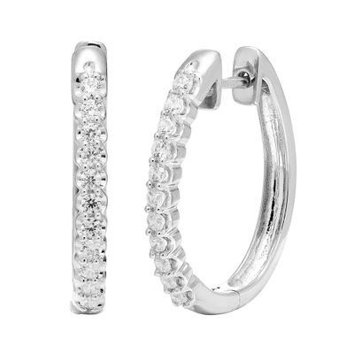 Small Diamond Hoop Earrings in 10K White Gold (1/2 ct. tw.)