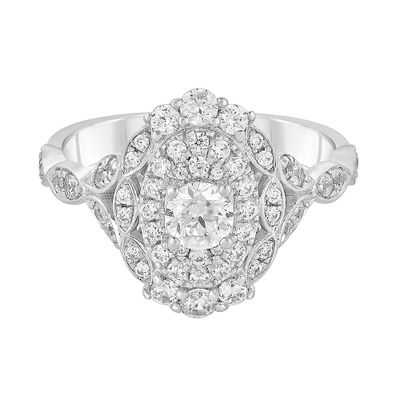 Oval Engagement Ring with Round Diamond 14K White Gold (1 ct. tw.)