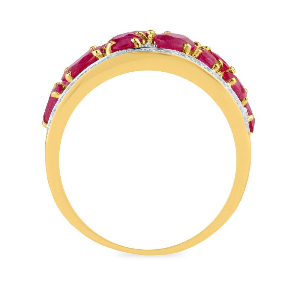 Ruby & Diamond Ring 14K Yellow Gold (1/7 ct. tw.)