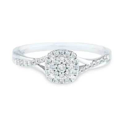 Cushion Halo Diamond Ring 10K White Gold (1/4 ct. tw.)