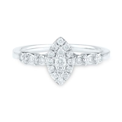 Marquise-Shaped Diamond Ring with Scalloped Band 14K White Gold (1/3 ct. tw.)