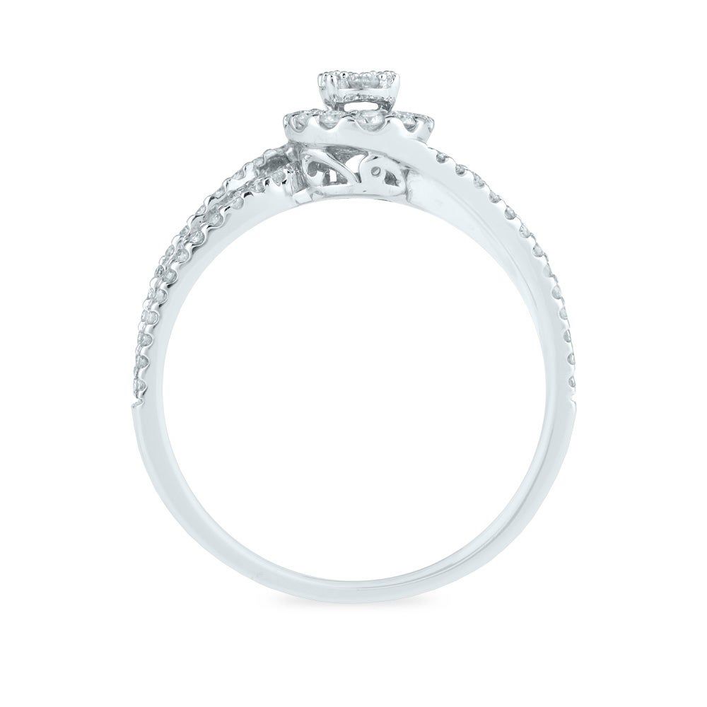 Diamond Cluster Engagement Ring with Bypass Band 14K White Gold (3/8 ct. tw.)