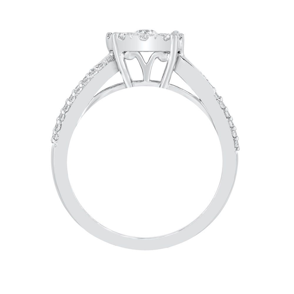 Halo Diamond Engagement Ring with Illusion Setting 10K White Gold (1 ct. tw.)