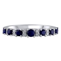 Blue Sapphire & Diamond Band 14K White Gold