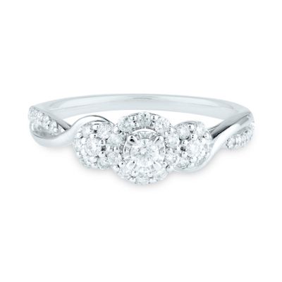 Three-Stone Diamond Engagement Ring with Illusion Setting 14K White Gold (3/8 ct. tw.)
