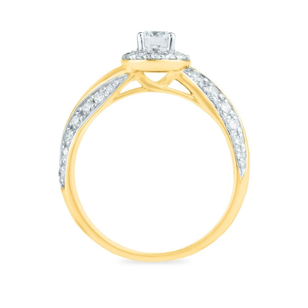 Round Halo Diamond Engagement Ring 14K Yellow Gold (1 ct. tw.)