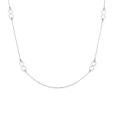 Collier Sautoir Infinity Argent Blanc
