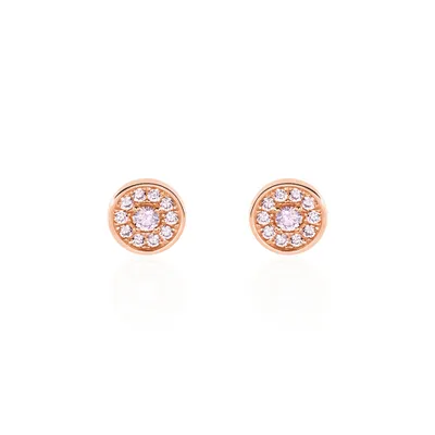 Boucles D'oreilles Puces Auxana Argent Rose Oxyde De Zirconium