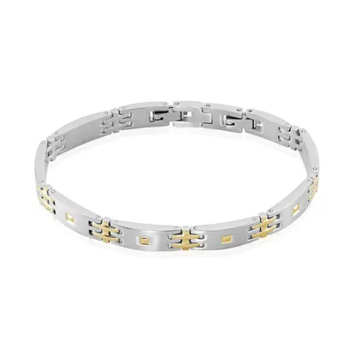 Bracelet Acier Blanc Et Plaqué Or Antero