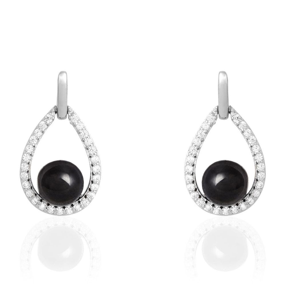 Boucles D'oreilles Pendantes Nerea Argent Céramique Et Oxyde