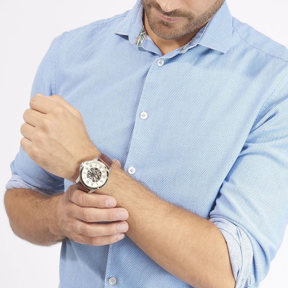 Histoire d'Or Montre Fossil Grant Automatique Beige - Terrasses du Port
