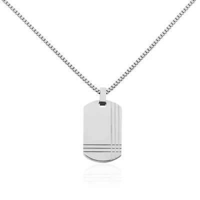 Collier Quadrillage Acier Blanc