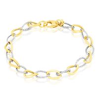 Bracelet Joice Maille Alternee Lisse Et Godronne Or Bicolore