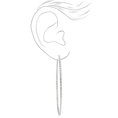 Silver 100MM Laser Cut Hoop Earrings