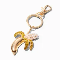 Rhinestone & Pearl Banana Keychain