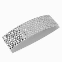 Silver Hammered Rectangle Bar Hair Barrette Clip