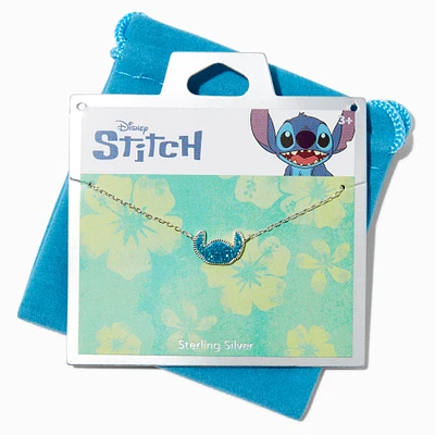 Disney Stitch Sterling Silver Druzy Pendant Necklace