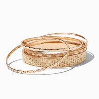 Gold-tone Raffia Bangle Bracelets - 5 Pack