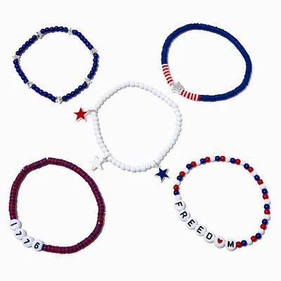 "Freedom" Beaded Stretch Bracelet Set - 5 Pack