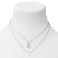 Gold Cubic Zirconia Zodiac Multi Strand Necklace - Leo