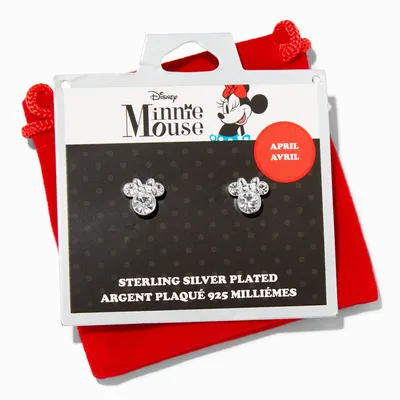©Disney Minnie Mouse Birthstone Sterling Silver Stud Earrings - April