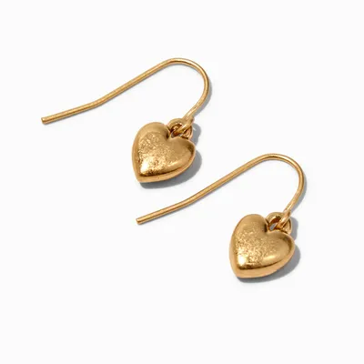 Gold Small Heart 0.5" Drop Earrings