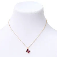 Butterfly Birthstone 16" Gold Pendant Necklace