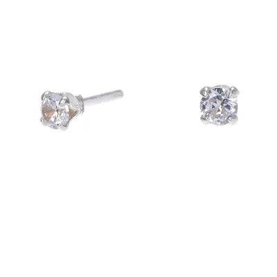 Sterling Silver Cubic Zirconia 3MM Round Stud Earrings