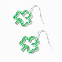 St. Patrick's Day Glitter Shamrock 1" Drop Earrings