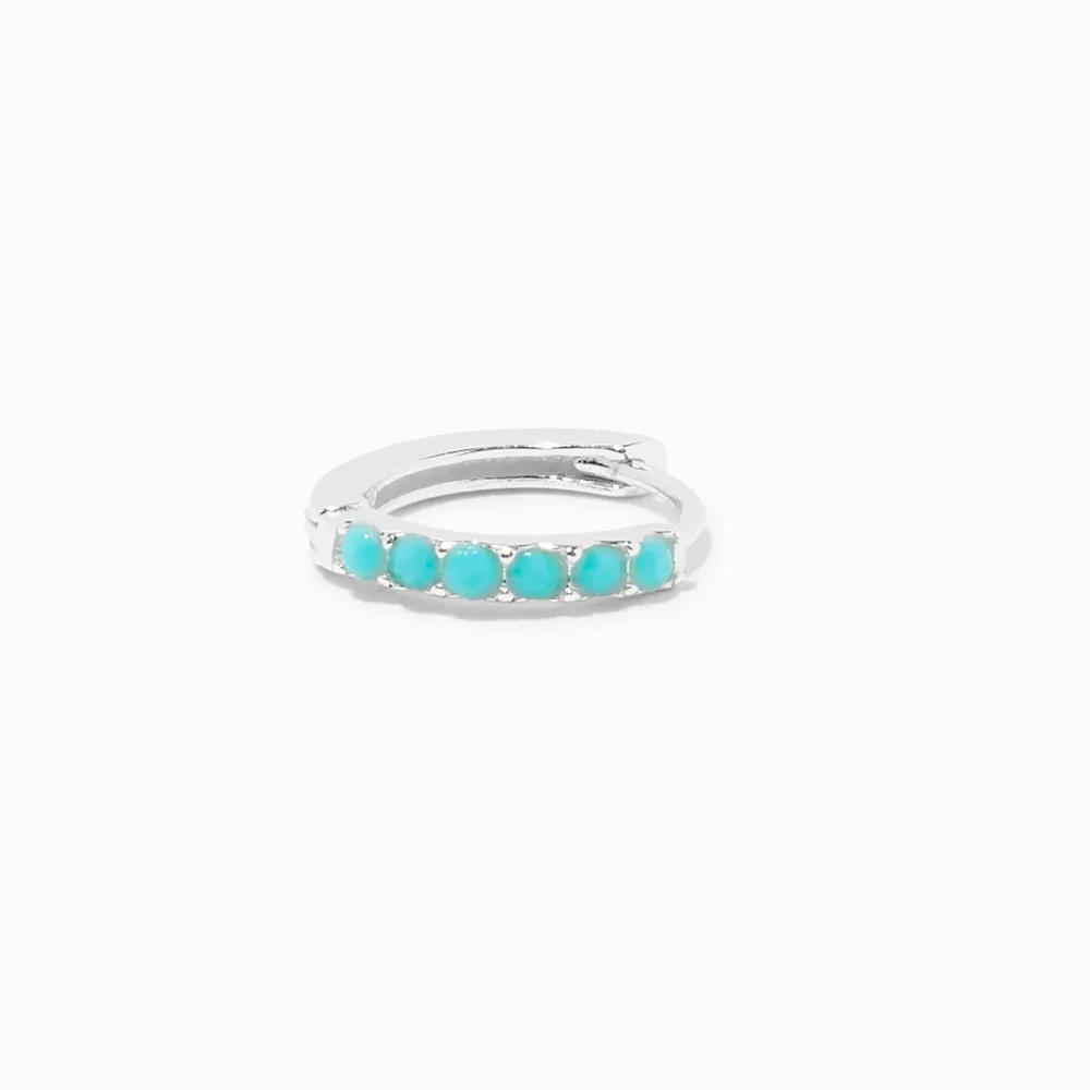 Sterling Silver 20G Cartilage Turquoise Clicker Hoop Earring