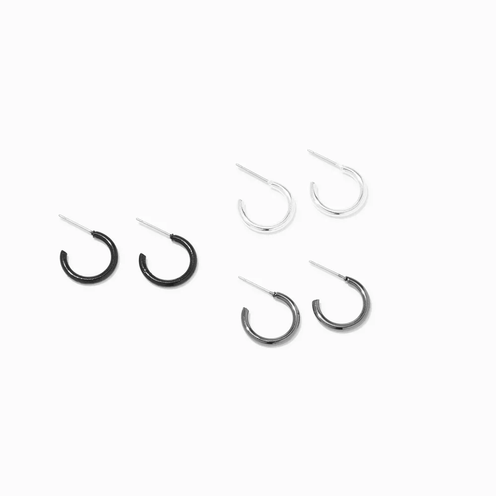 Mixed Metal 15MM Huggie Hoop Earrings - 3 Pack