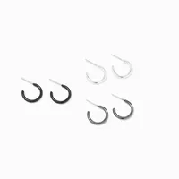 Mixed Metal 15MM Huggie Hoop Earrings - 3 Pack