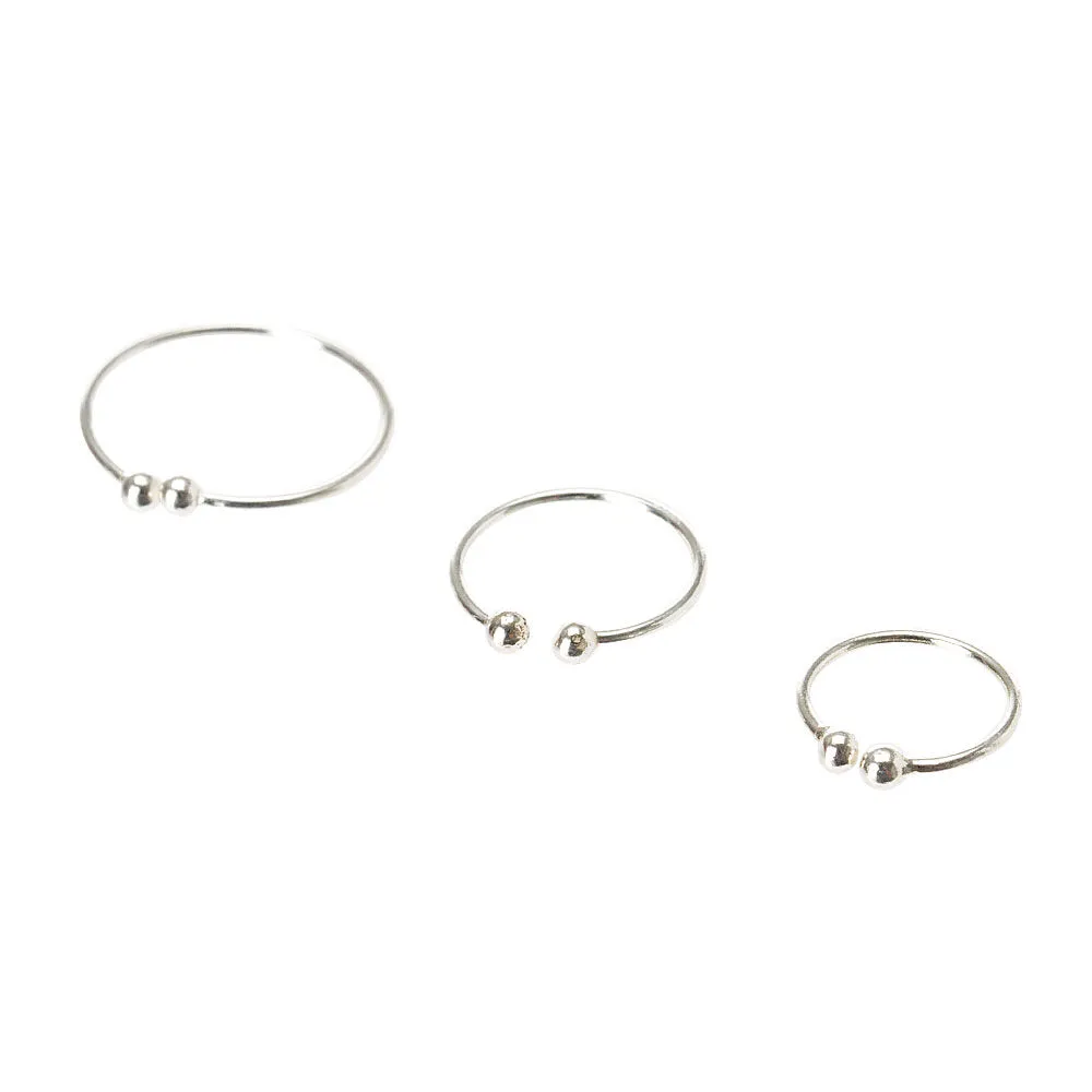 Graduated Silver Faux Septum Ring Set