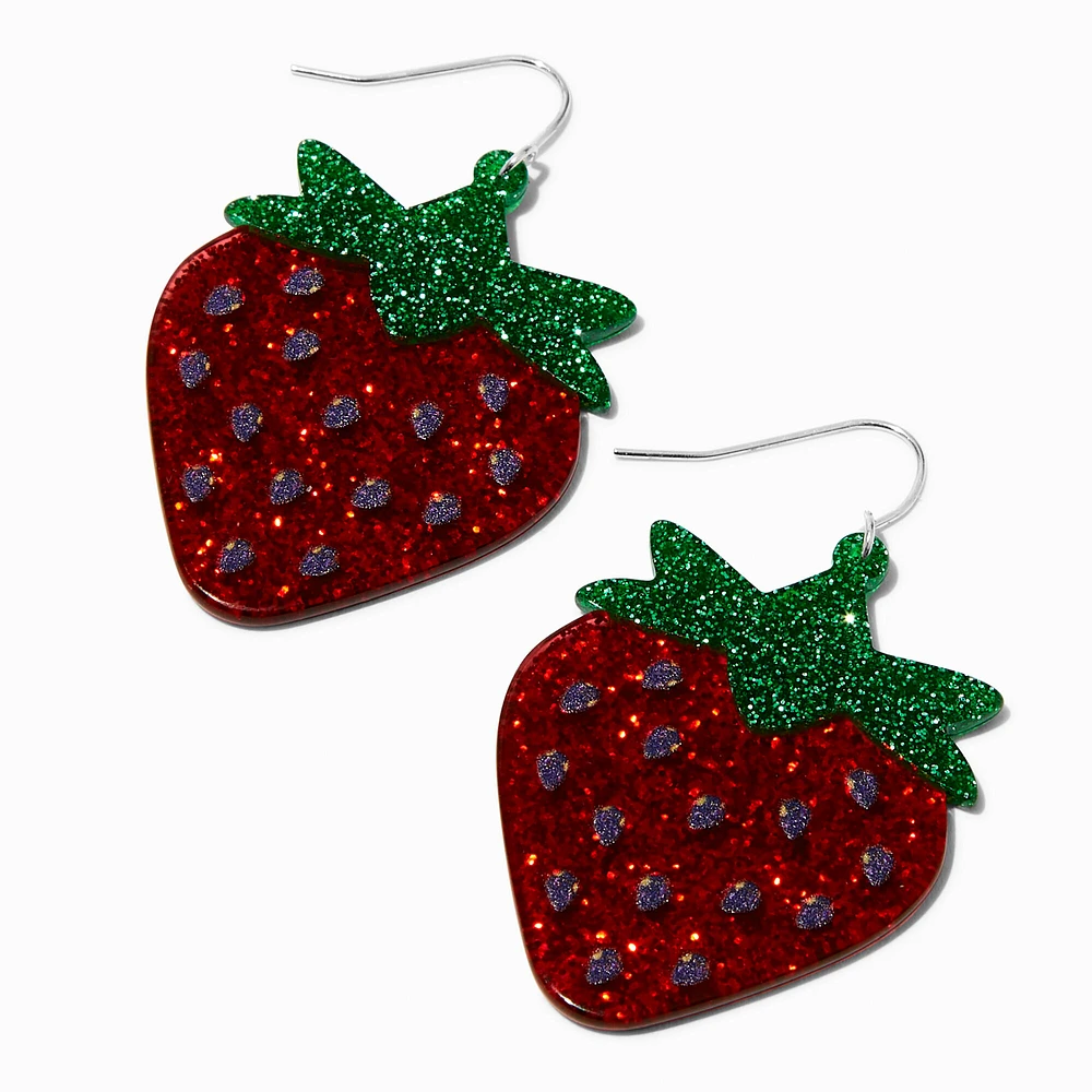 Acrylic Strawberry 2'' Drop Earrings