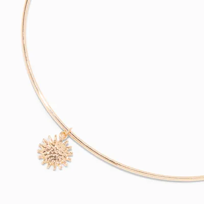 Gold Sun Coil Choker Necklace