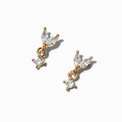 Gold-tone Cubic Zirconia Marquise Stud Earrings