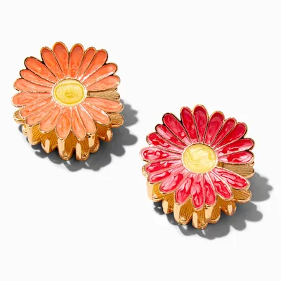 Pink & Orange Daisy Flower Hair Claws - 2 Pack