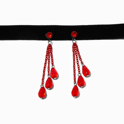 Red Blood Drops Black Choker Necklace