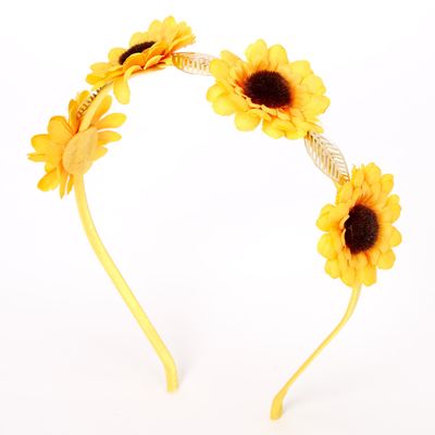 Sunflower Golden Leaf Flower Headband - Yellow