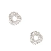 Silver Mini Crystal Knot Stud Earrings