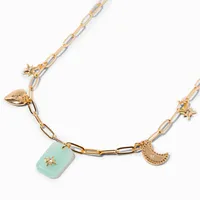 Gold Celestial Mint Charm Necklace