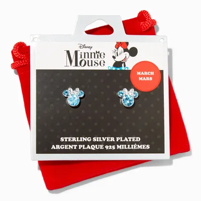 ©Disney Minnie Mouse Birthstone Sterling Silver Stud Earrings - March