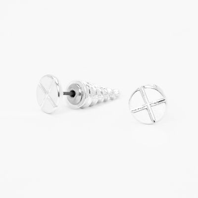 Silver Screw Jacket Earrings