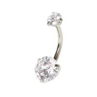 14G Round Cubic Zirconia Belly Bar