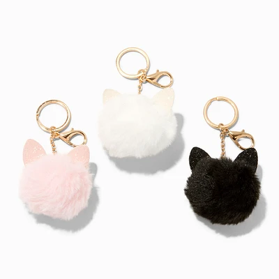 Gold Pom Pom Cat Keychains - 3 Pack