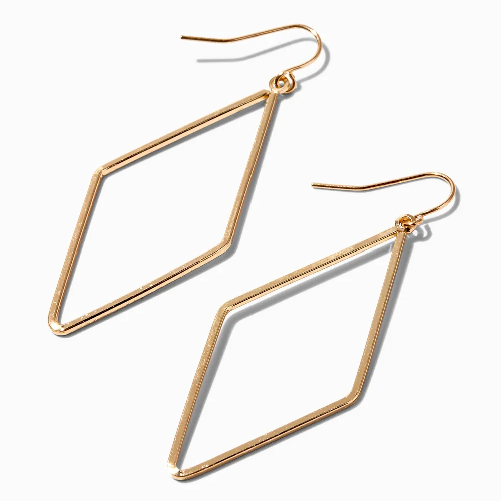 Gold Diamond Outline Drop Earrings